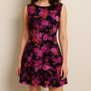 Handmade Vintage A-Line Retro Professional Black Pink Sleeveless Dress Small